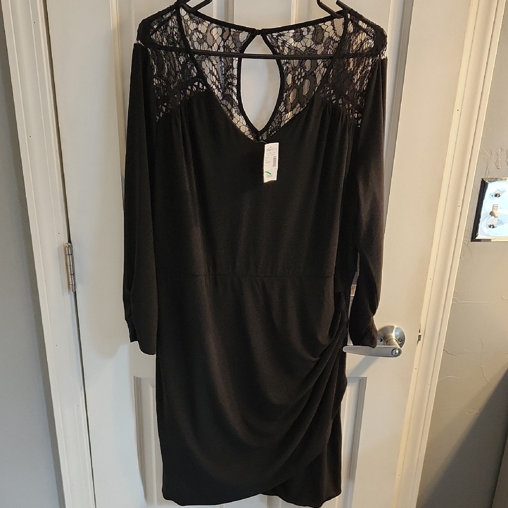 Maurices Elegant Black Lace Long Sleeve Dress